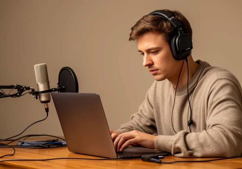Podcast-Grundlagenkurs für Einsteiger – Mikrofon und Laptop